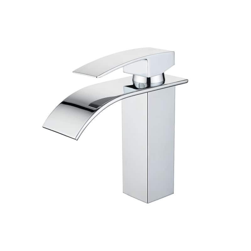 Single Hole Waterfall Spout Bathroom Faucet and Pop Up Drain Included