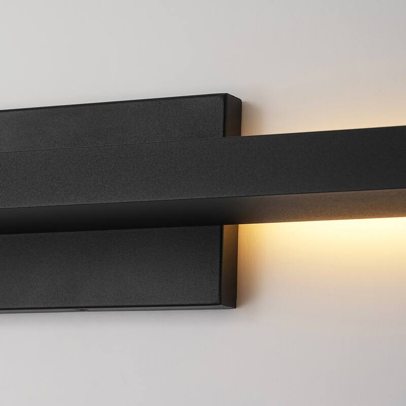 23.6" Modern Black Outdoor Wall Light - 37W 3000K Warm Light, IP54 Waterproof Linear Fixture for Patio & Porch