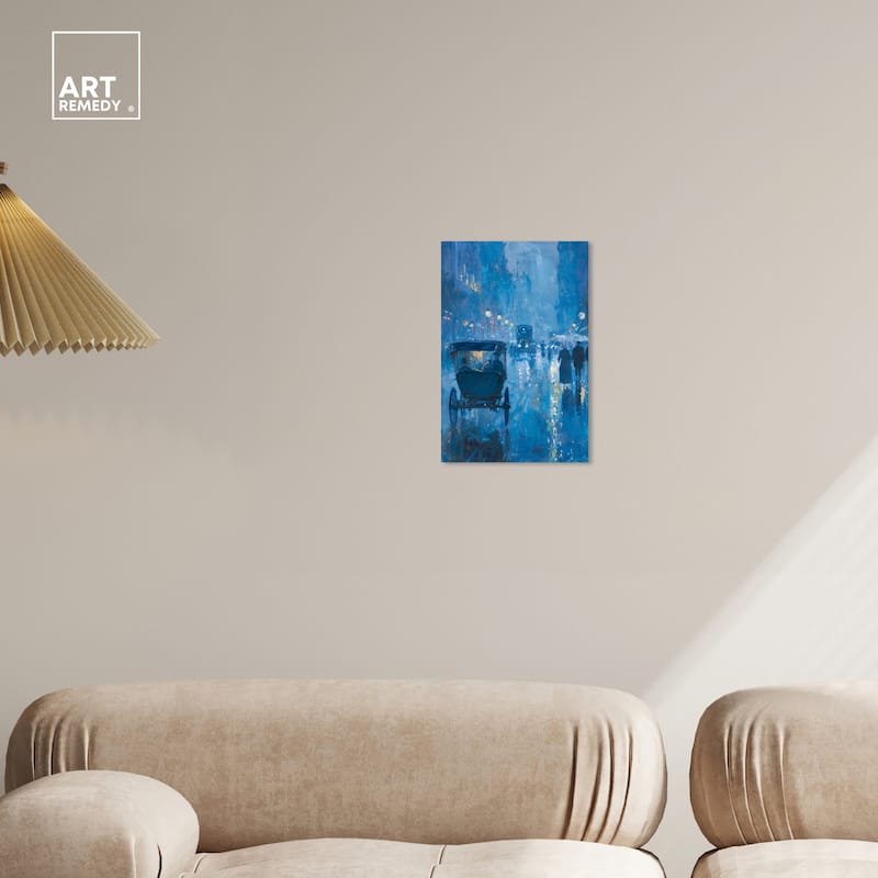 Art Remedy London Nights Gallery Wrapped Impressionism 1 Piece Canvas Wall Art /Monet And Van Gogh Inspired Art