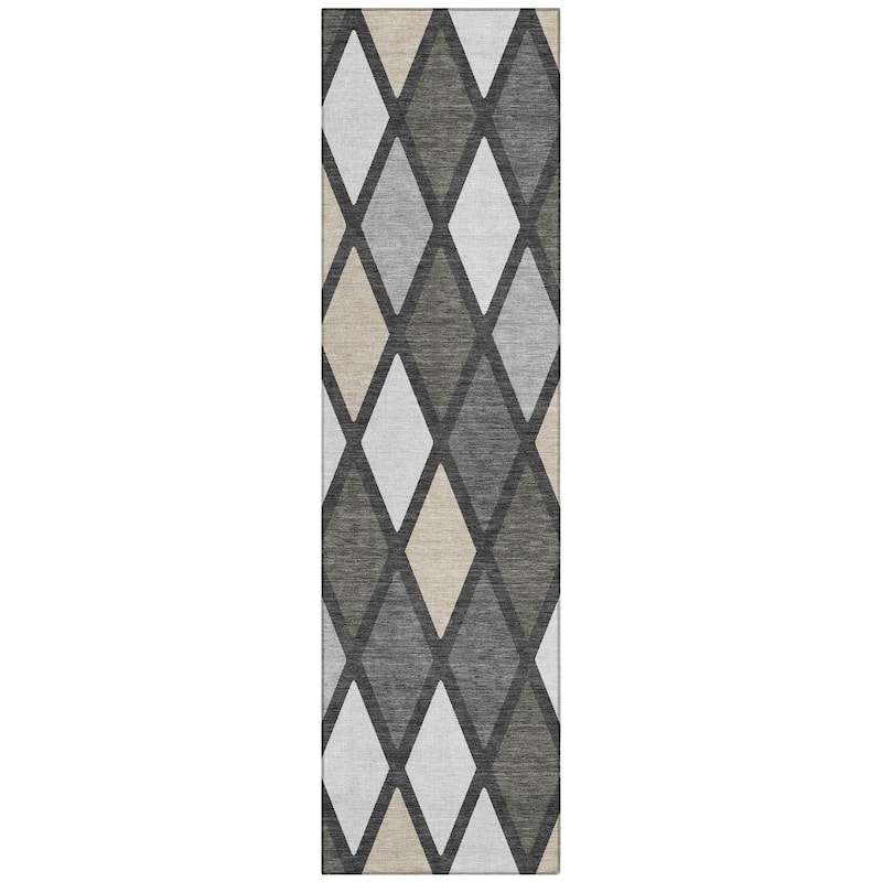 Machine Washable Indoor/ Outdoor Chantille Diamond Prism Rug