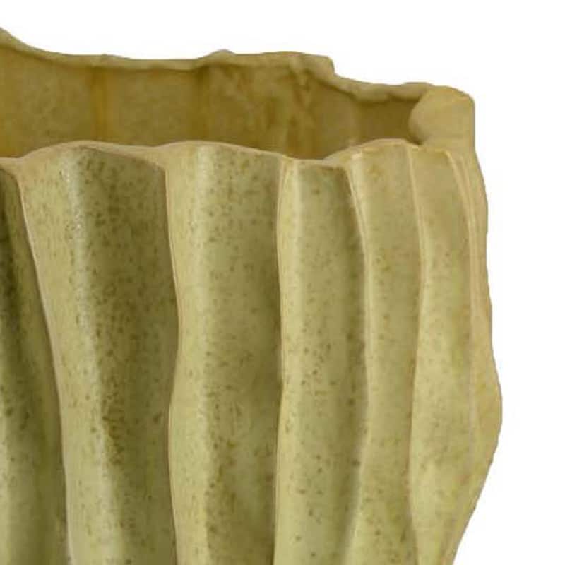 Esam Decorative Planter, Textured Ceramic, 19 Inch Yellowish Green