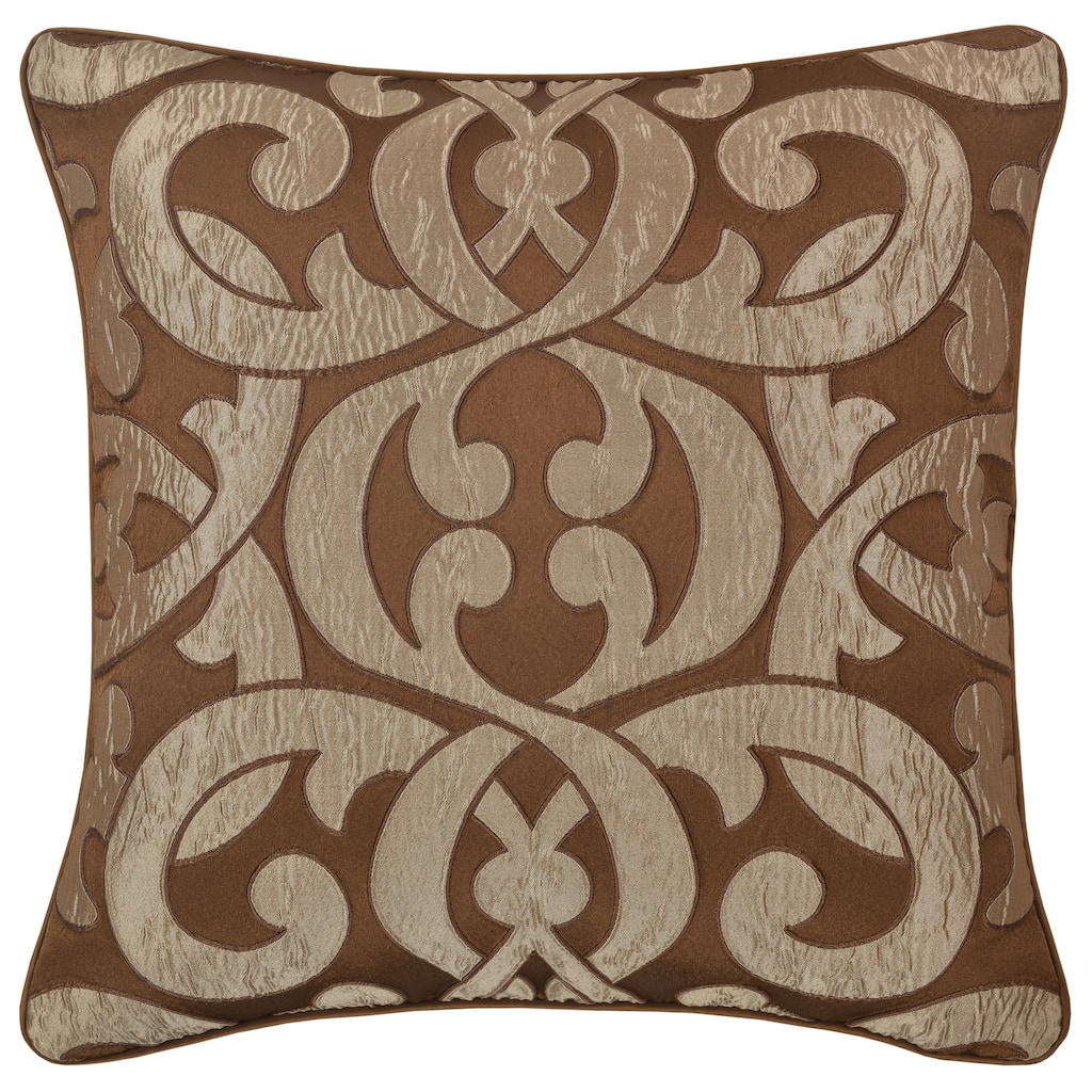 J. Queen New York La Boheme Copper 20" Square Decorative Throw Pillow