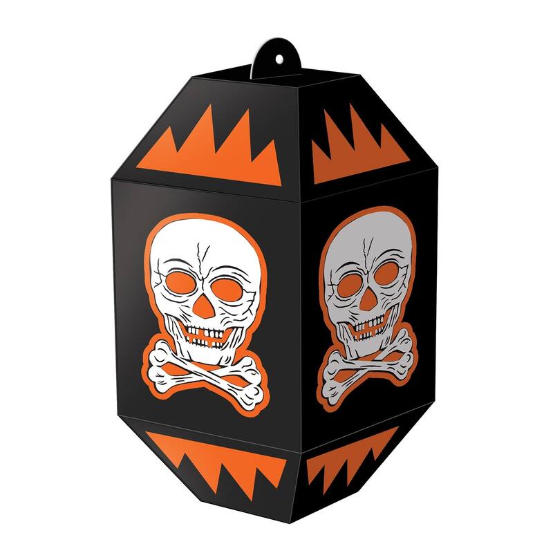 36 counts black and orange vintage halloween skull paper lanterns 7"