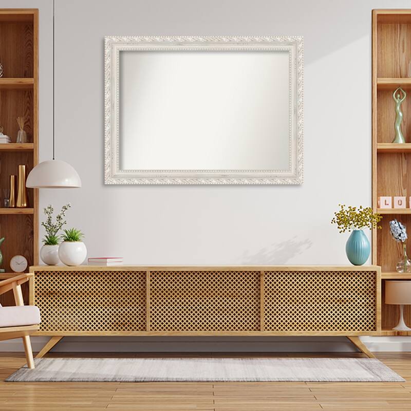 Opera Off White Non-Beveled Wood Framed Wall Mirror - Opera Off White