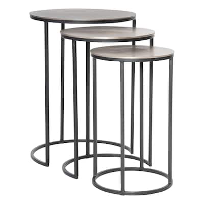 Set of 3 Black Contemporary Round Nesting Tables 23.5"