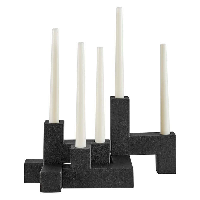 Danya B. Contemporary Black Metal 2-Piece Stacking Candelabra Taper Candle Holder Set