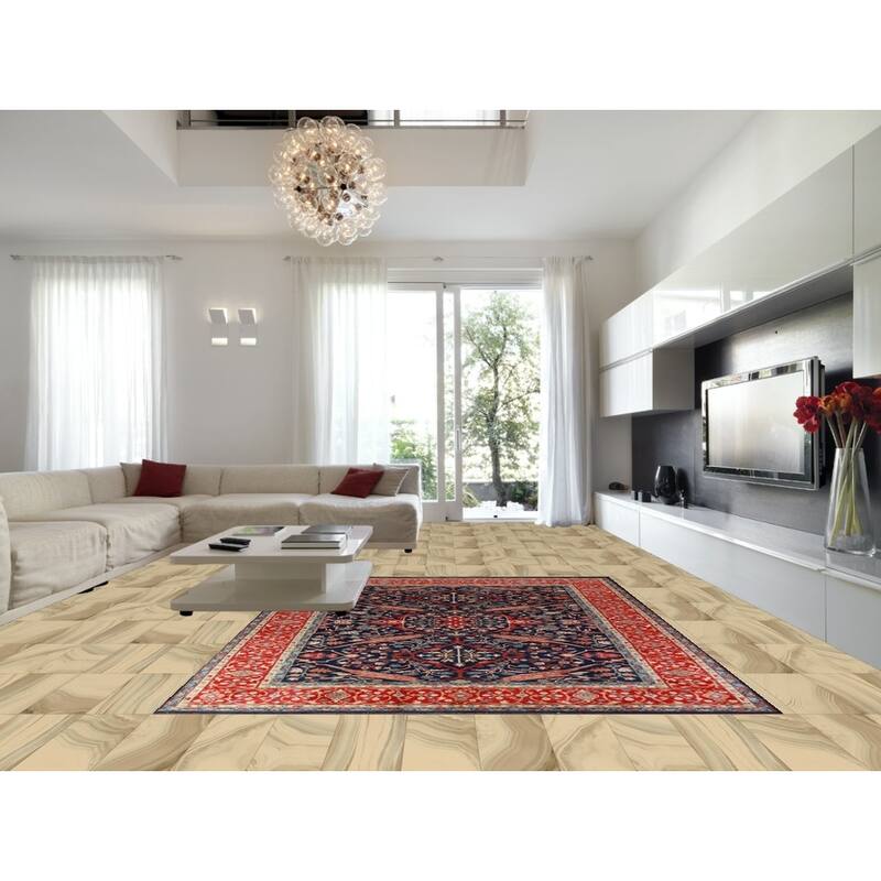 Vegetable Dye Blue Ziegler Oriental Area Rug Handmade Wool Carpet - 9'2"x 12'0"