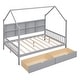 preview thumbnail 6 of 22, Full Size House Bed for Kids with Storage Drawers and Shelf, Wooden Bed with Roof