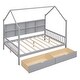 preview thumbnail 6 of 7, Gray Wooden House Bed with 2 Drawers, 8 Storage Shelf, Kids Bed