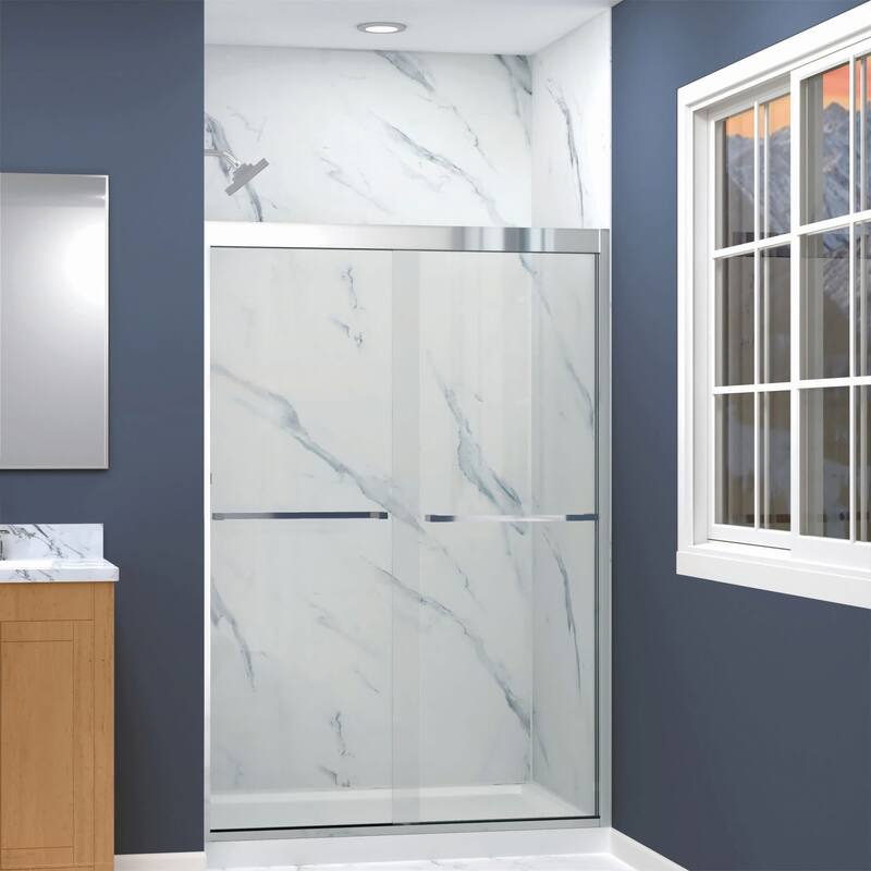Transolid FBPT487008C-S 70" High x 47" Wide Bypass Frameless Shower