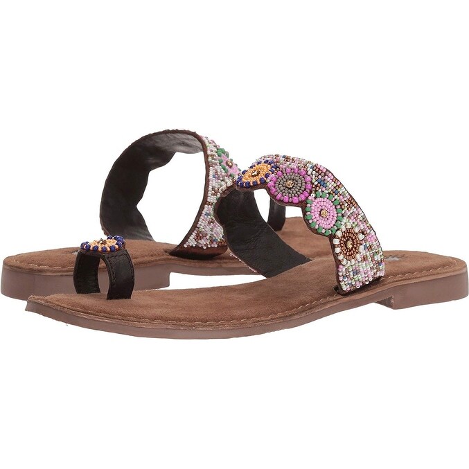 Volatile Womens Astrid Leather Open Toe Casual Slide Sandals