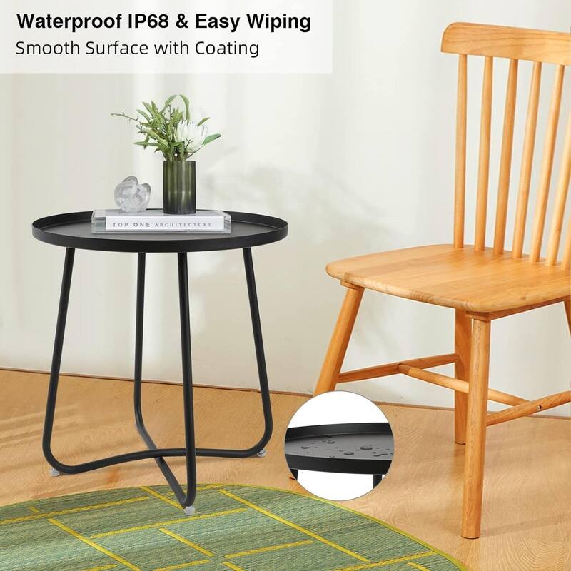 Outdoor Indoor End Table MetalW aterproof Round Side Table