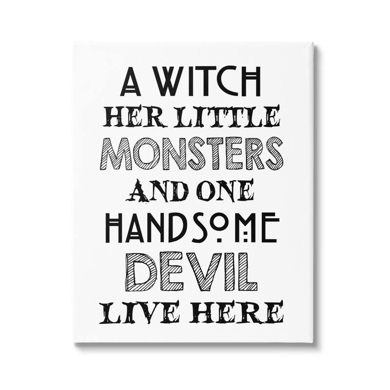 Stupell Quirky Halloween Family Quote Striped Typography Phrase Canvas Wall Art - Black - 24 x 30