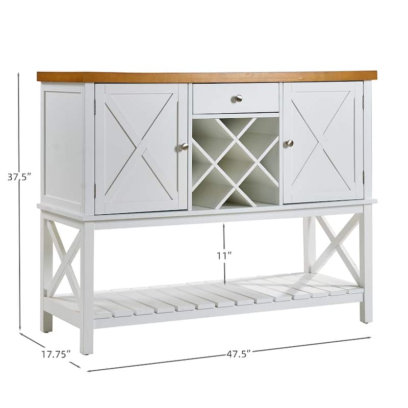 White Bar Cabinet 2 Door 1 Drawer Coffee Wine Rack Storage Shelf Multiuse Sideboard