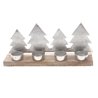 Christmas Metal Star Tree 4 Tealight Holder - N/A