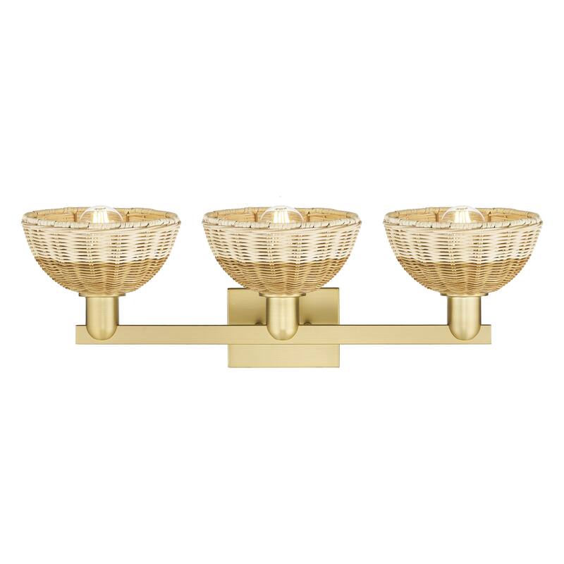 Innovations Lighting Downtown Urban - Natural Ballston Dome - 3 Light 26" Bath Vanity Light with Basketweave Shade