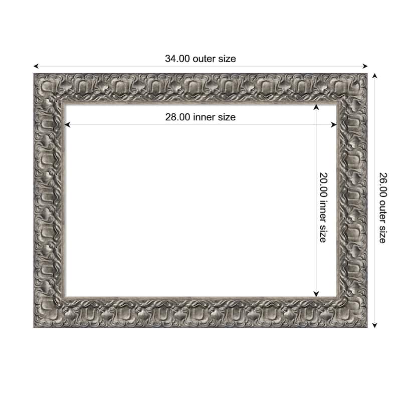 Amanti Art Silver Luxor Framed Dry Erase Magnetic Board - 34 x 26 in