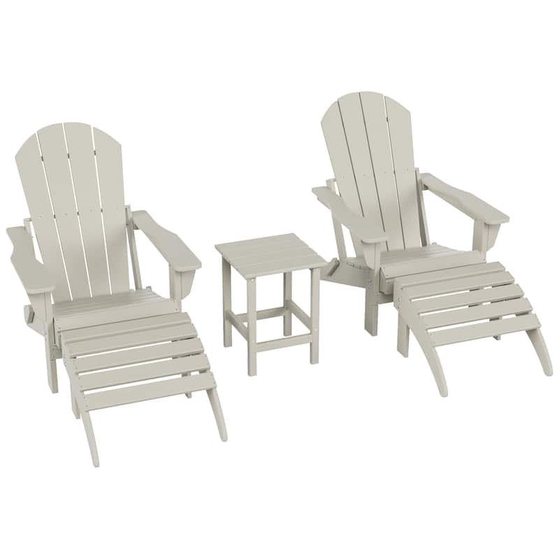 Polytrends Laguna Hdpe All Weather Outdoor Patio Foldable Adirondack Chairs Conversation Set (5-Piece Set)