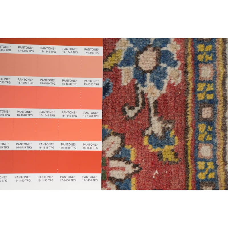 Hand Knotted Oriental 100% Wool Carpet Traditional Floral Navy Blue & Blues Tabriz Area Rug - 10' 6'' X 7' 2''