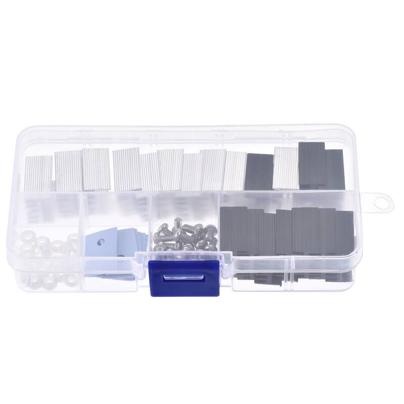 TO-220 Aluminum Heatsink Kit for MOSFET Transistor Diodes with a Pin - Black,Silver Tone