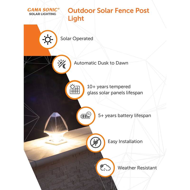 Gothic Solar LED Deck Post Cap Light with 2 Color Options (2-Pack)-DISCONTINUED