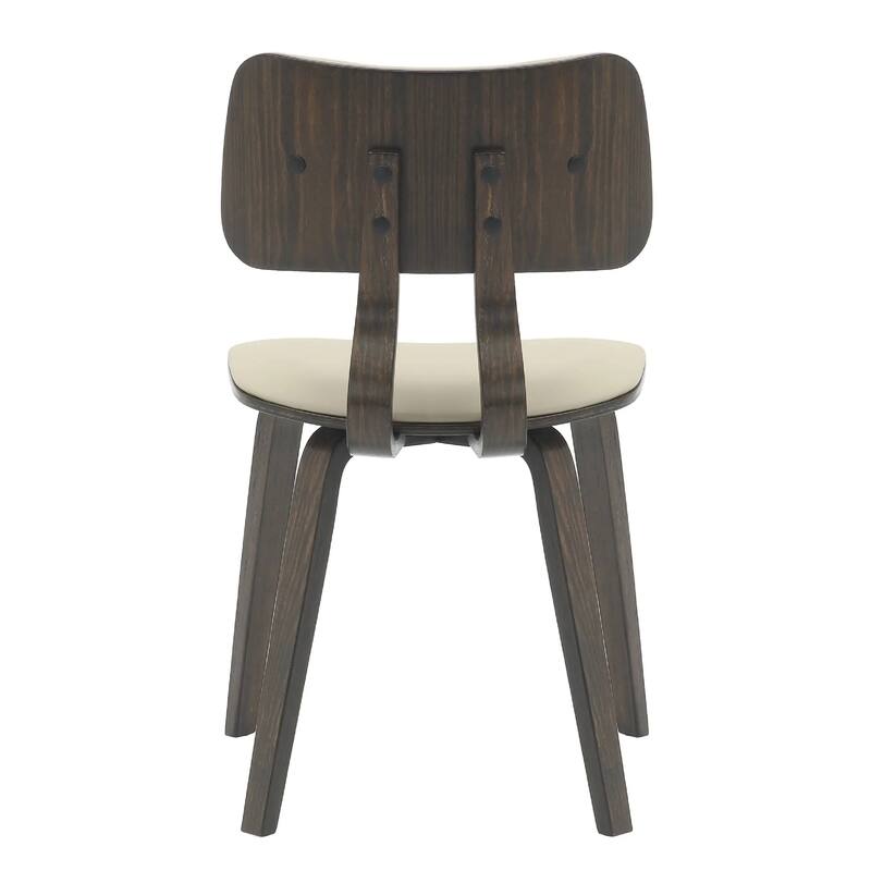 Clivo Leather Dining Chair with Open-Back and Poplar Wood Legs for Kitchen or Dining Room Set of 2