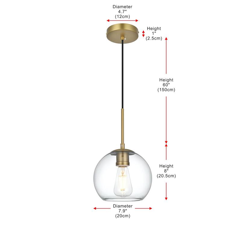 Elegant Lighting Baxter Single Light 8" Wide Mini Pendant with Clear