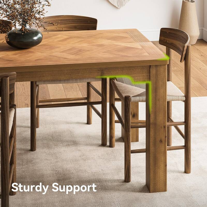 63-Inch Solid Wood Dining Table for 6, Rectangle Kitchen Dinner Table - 63" W x 31.5" D x 29.5" H