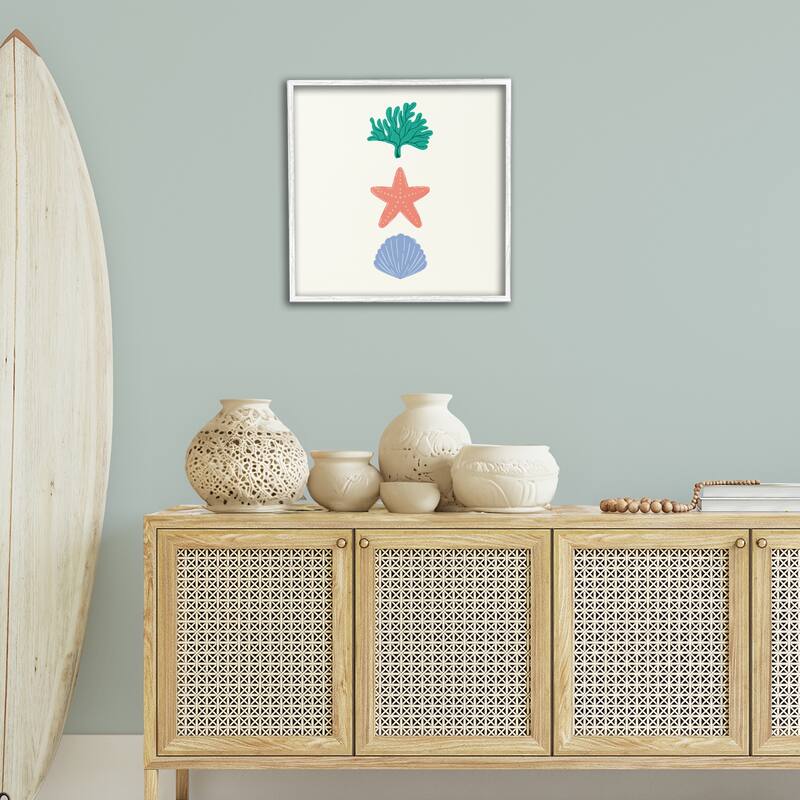 Stupell Coral & Sea Life Minimal Framed Giclee Art Design By Sazerelli Designs