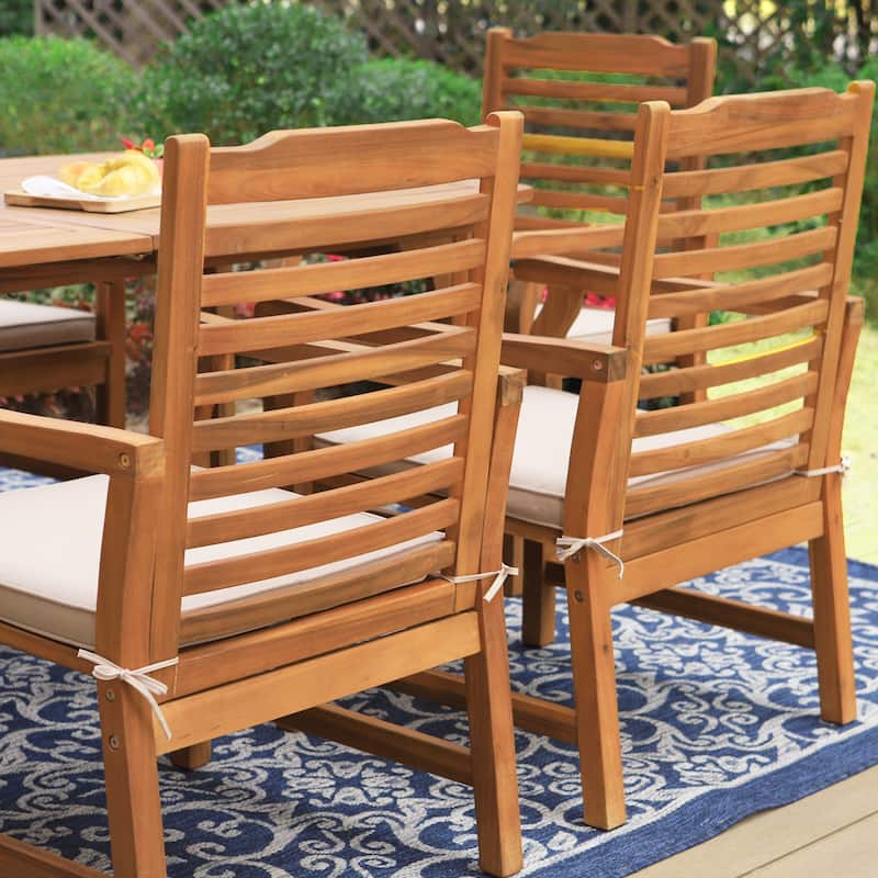 MAISON ARTS Outdoor 7/9-Piece Solid Acacia Wood Dining Set, Expandable Dining Table and 6/8 Wood Dining Chairs