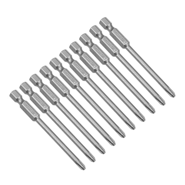 10Pcs 1/4-Inch Hex Shank 75mm Length Phillips 4PH2 Magnetic S2 Screwdriver Bits - 10pcs H1/4*75*4PH2