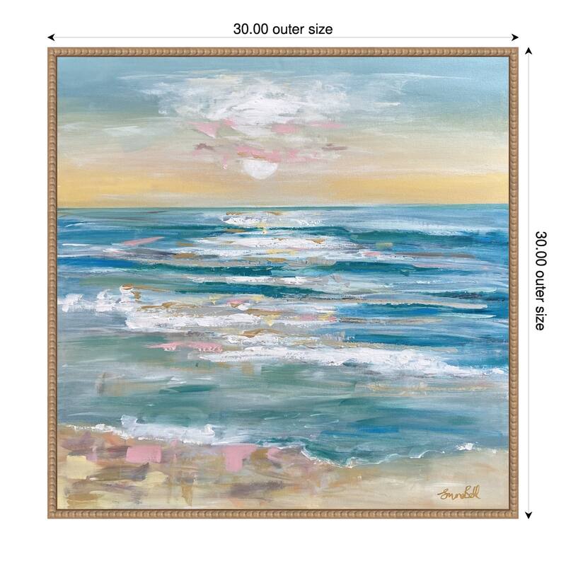 Sunny Seascape I by Emma Bell Framed Canvas Wall Art Print - 30 x 30 in
