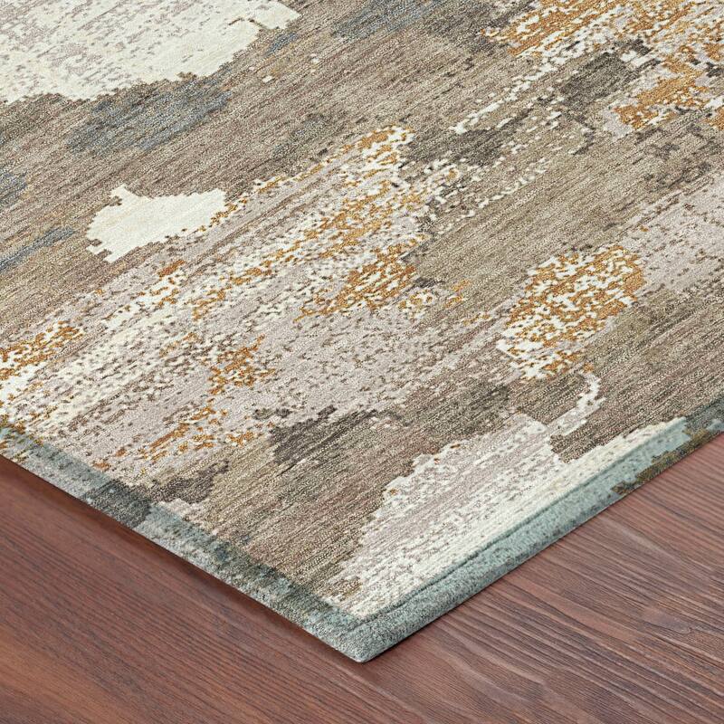 Machine Washable Indoor/ Outdoor Abstract Casual Chantille Rug