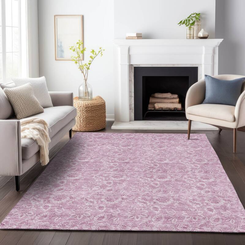 Premium Washable Super Soft Floral Modern Mayfield Rug - Blush - 10' x 14' - Rectangle