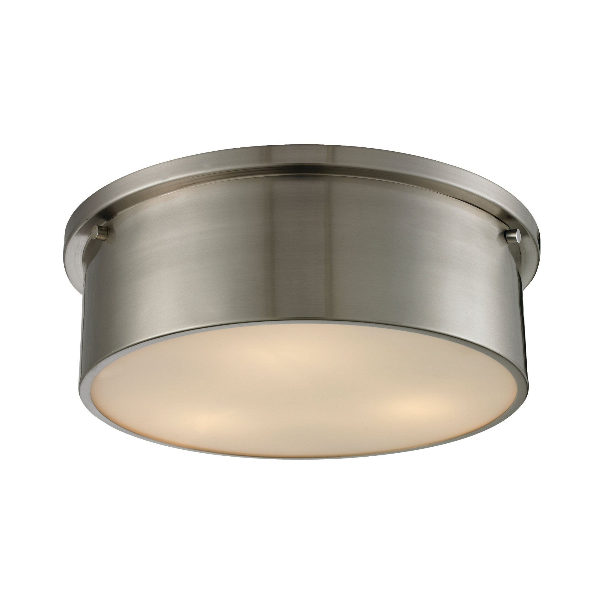 3-Light Flush Mount Ceiling Light Fixture - 14" - Brushed Nickel