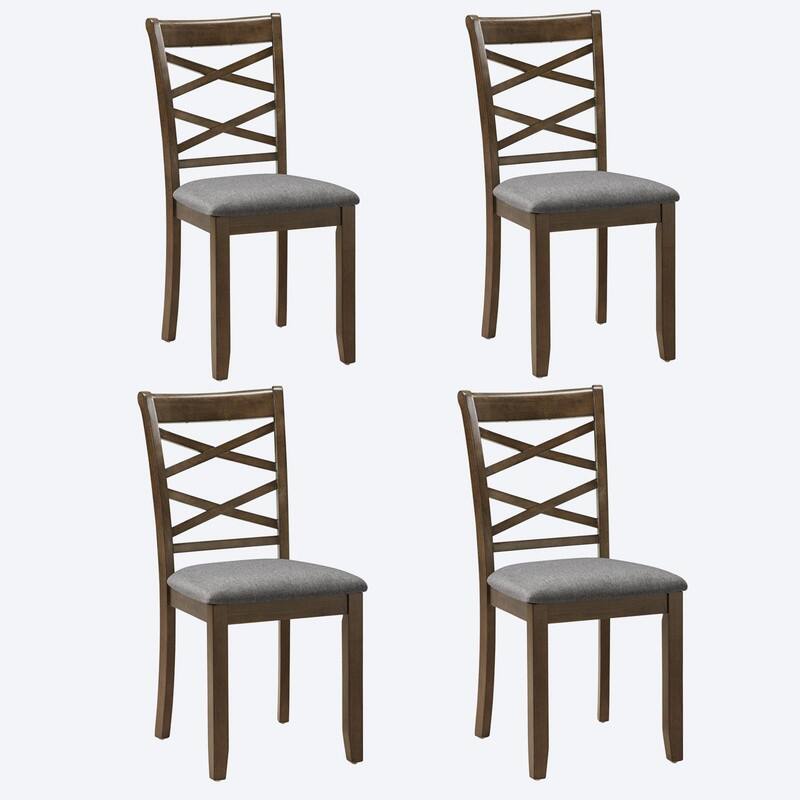 Wooden Dining Chairs Set of 4 with Upholstered Padded Seats, Kitchen & Dining Room Side Chairs for Living Room