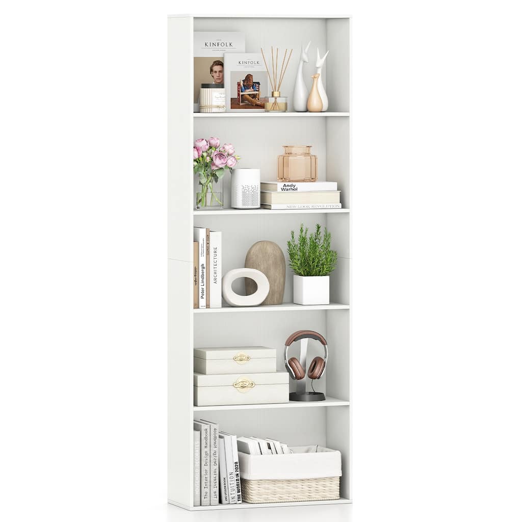 Gymax 5-Tier Bookshelf Open Bookcase Freestanding Display Shelf