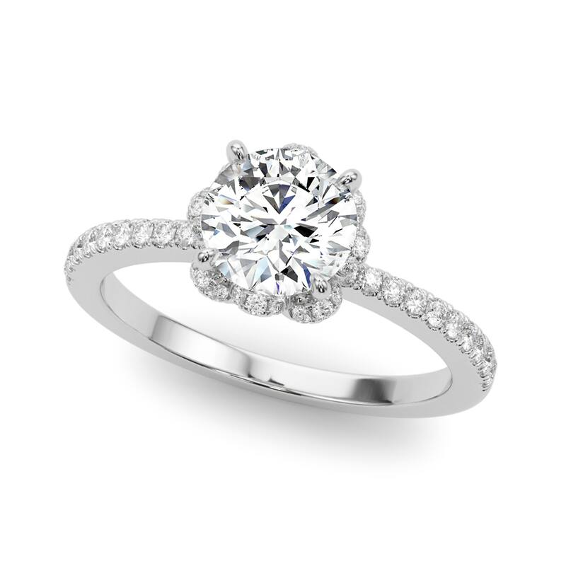 Auriya 14k White Gold Lab Grown Round Diamond Halo Engagement Ring 0.50 to 5.00 ct. tw. (F-G VS) - 5.00 ct. center - 4