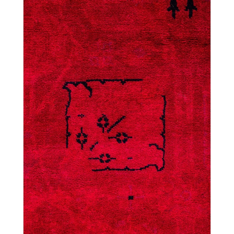 Overdyed, One-of-a-Kind Hand-Knotted Area Rug - Red - 3' 0" x 4' 7"