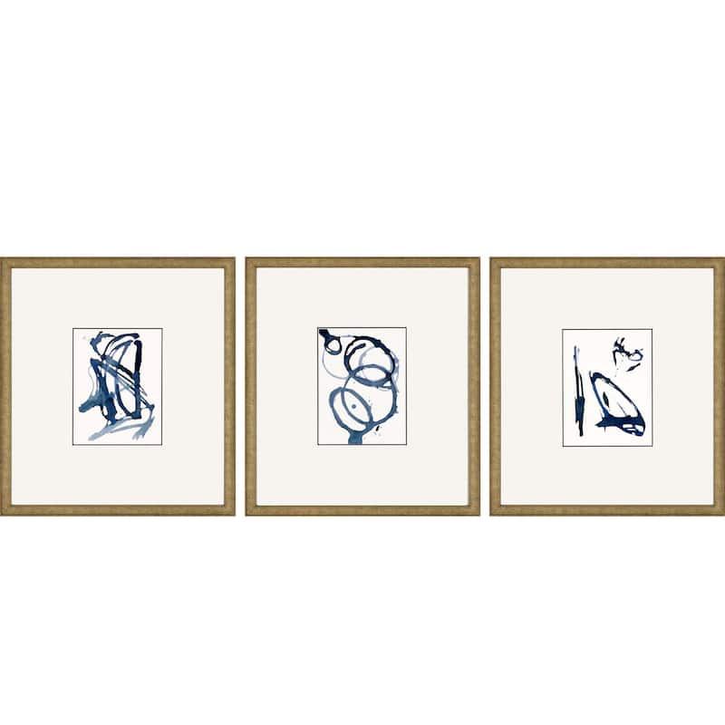 HomeRoots Set Of Three Mayhem II Framed Art Gold Picture Frame Print Wall Art
