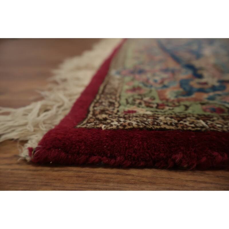 Hand Knotted Oriental 100% Wool Carpet Traditional Floral Red Kerman Area Rug - 12' 0'' X 8' 7''