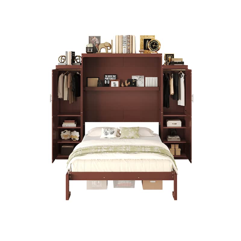 Queen Murphy Bed with Wardrobes & Shelves