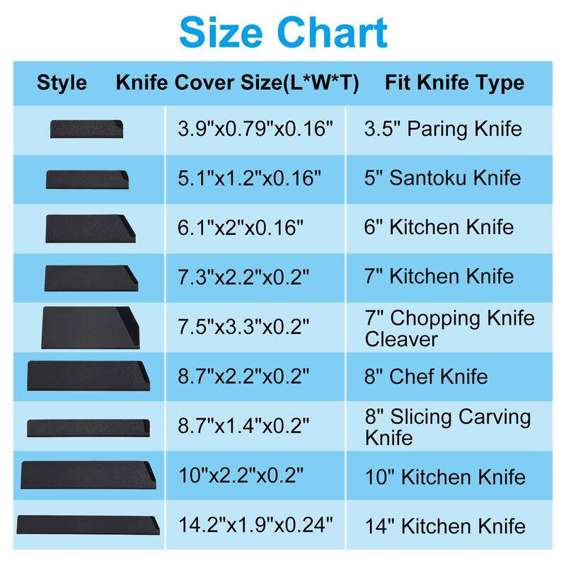 ABS Kitchen Knife Sheath Cover Sleeves for Chef Knife, Black