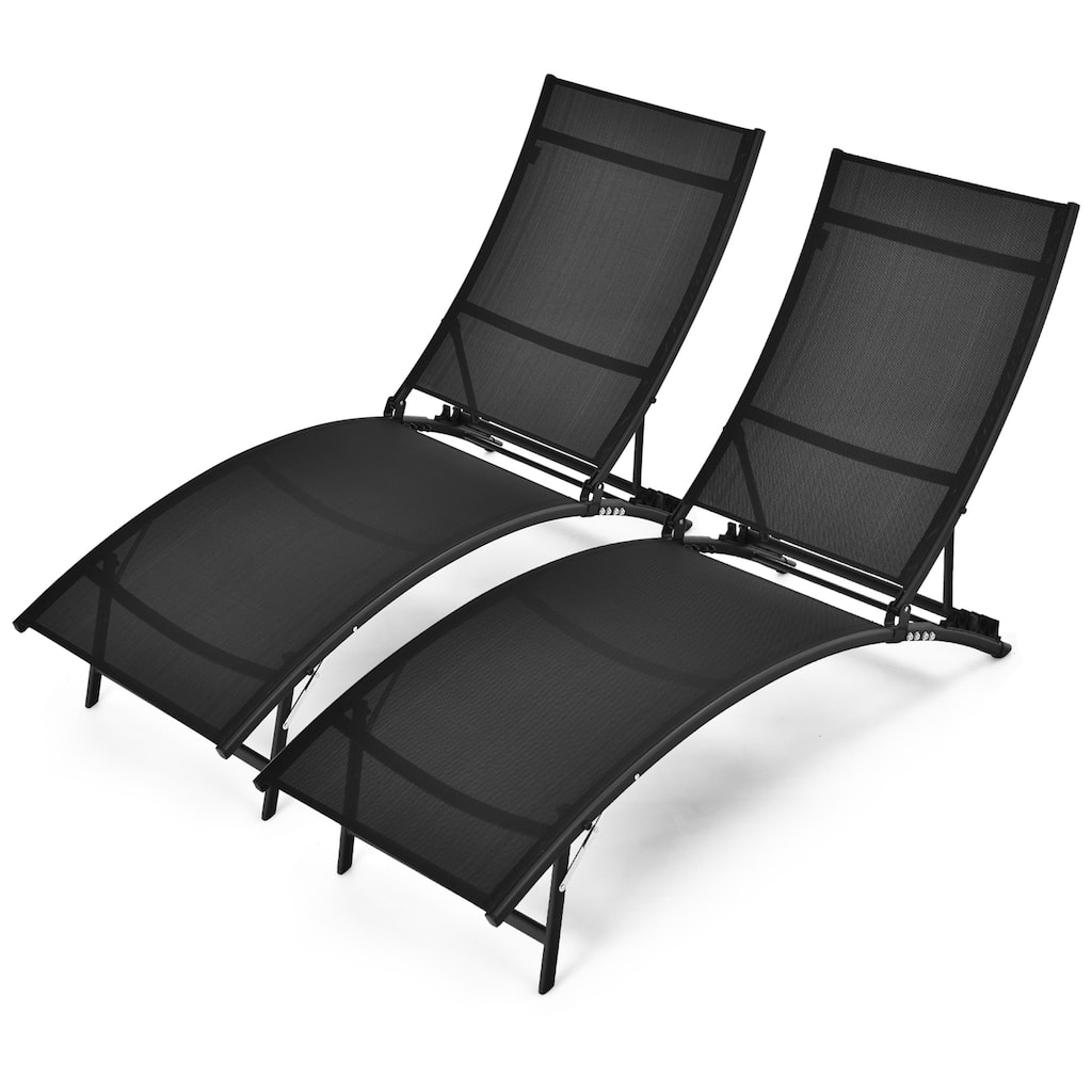 Gymax 2PCS Outdoor Patio Foldable Chaise Lounge Set w/ 5-Position
