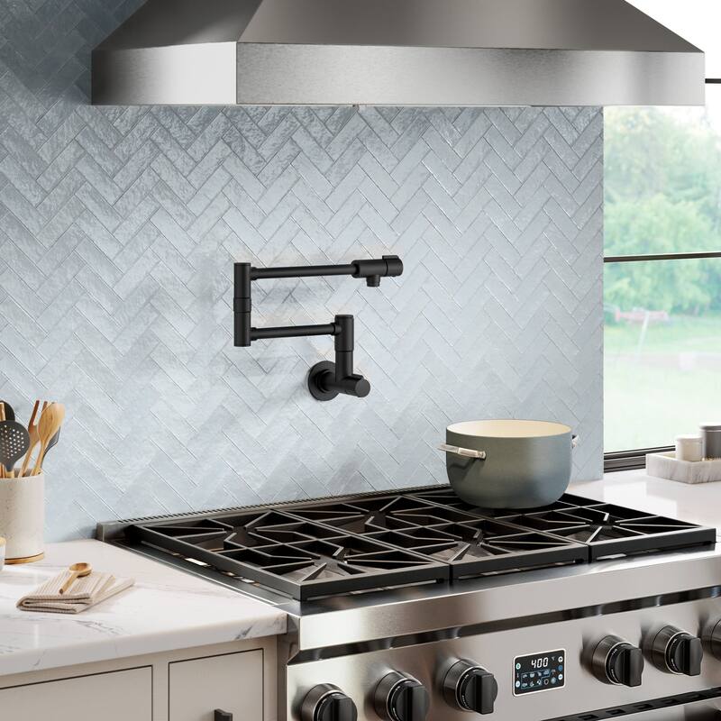 KRAUS Bolden 2 Handle Wall Mount Pot Filler Faucet w/ Retractable Arm