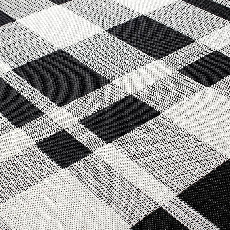 Contemporary Plaid Indoor/Outdoor Flatweave Waterproof Backyard Patio Area Rug