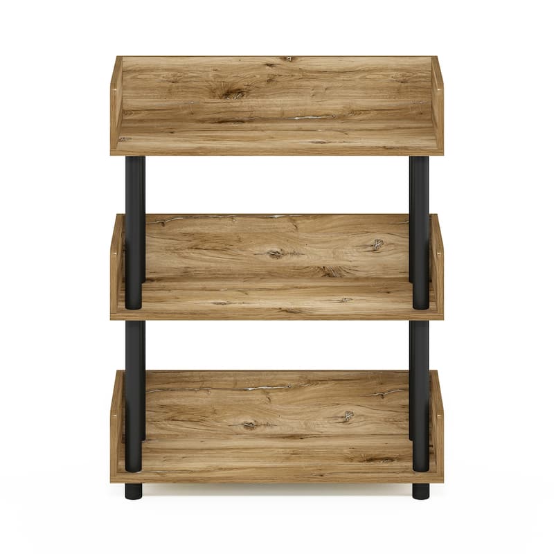 3 Tiers Wood Household Shelving Unit in Oak/Black (23.62 in. W x 29.61 in. H x 9.21 in. D) - 23.62