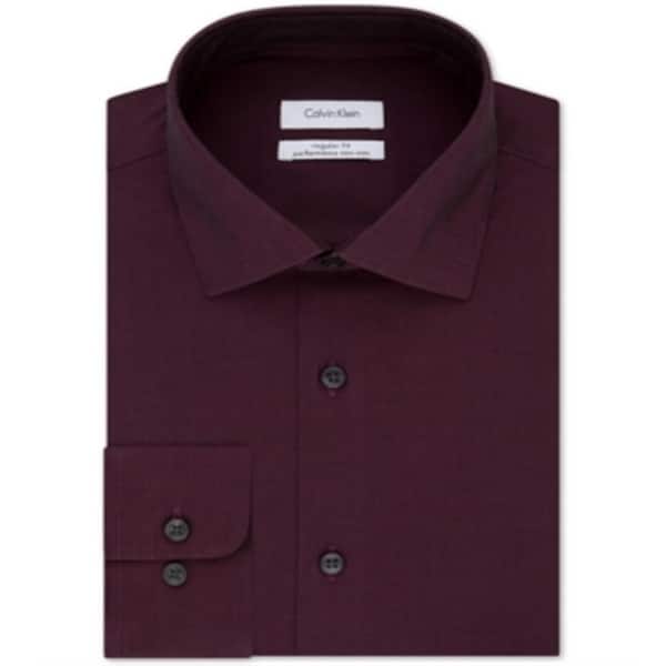 Calvin Klein Men's Classic Fit Non Iron Performance Herringbone Spread  Collar Dress Shirt Red Size 34-35 - Bed Bath & Beyond - 40640218