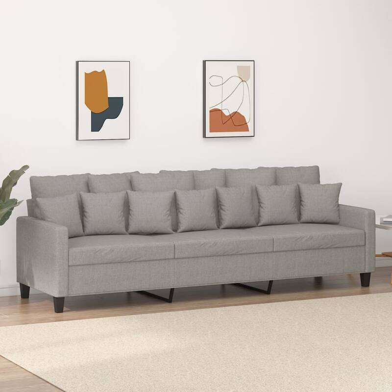 vidaXL 3-Seater Sofa Light Gray 82.7" Fabric - 89.8" x 30.3" x 31.5"