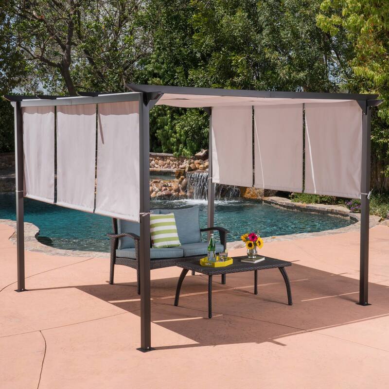 Lawrence Steel Outdoor 9.5-foot Gazebo by Christopher Knight Home - Grey